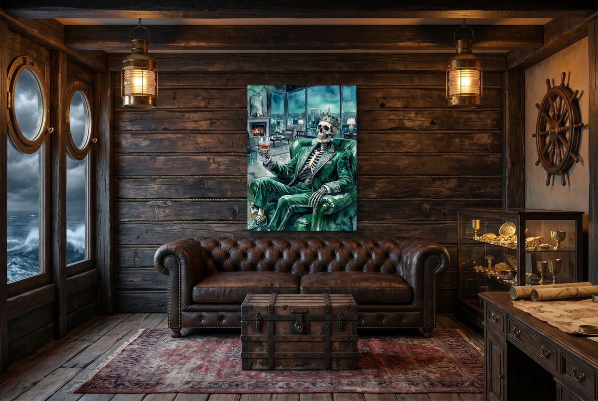 Skeleton's Nightcap — skeleton's nightcap small cabin interior view 1port flush print