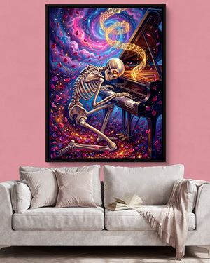 Skeleton's Nocturne — skeleton's nocturne psd pink wall pink couch 1port framed black