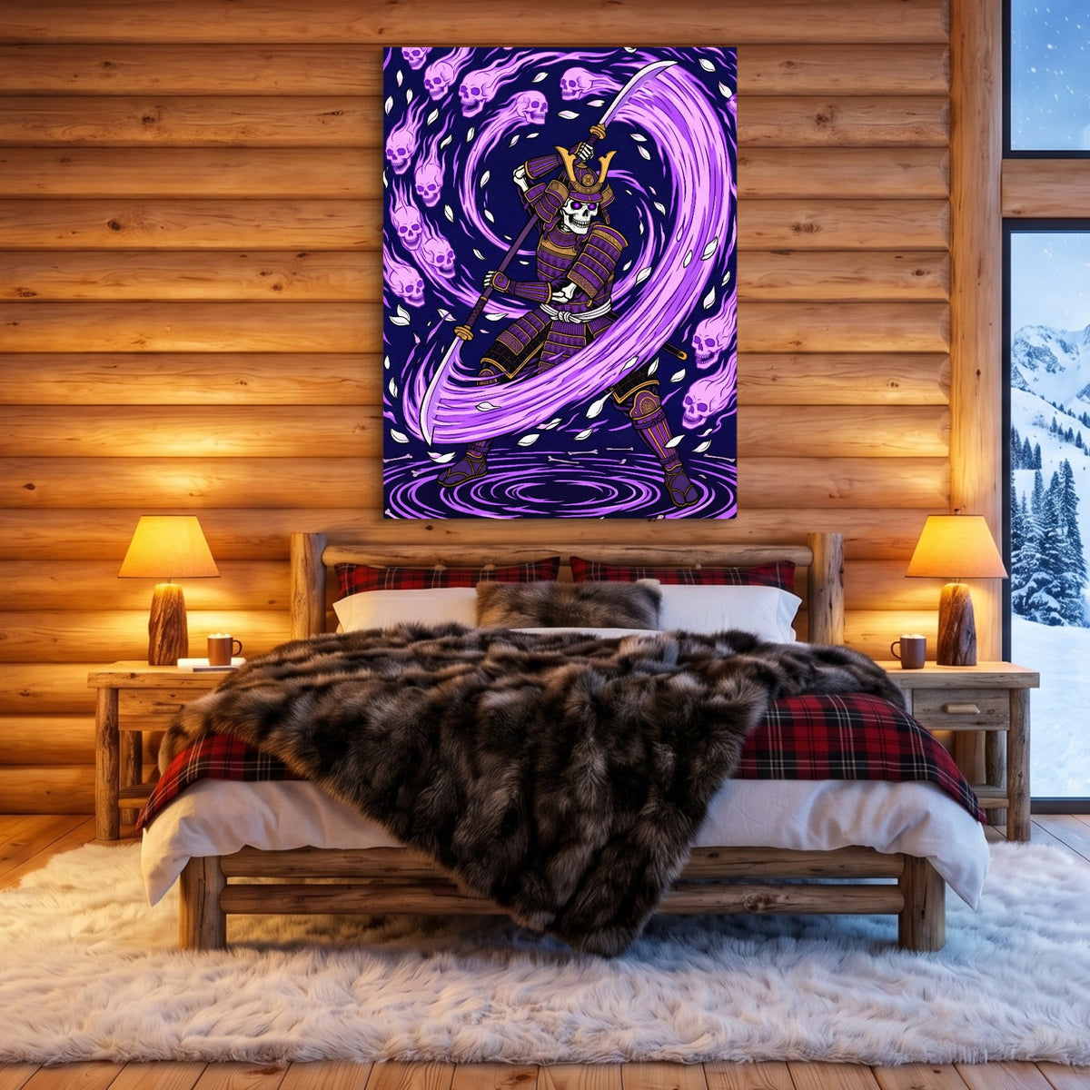 Skeleton Samurai Ascension — skeleton samurai ascension sq cozy cabin 1port flush print