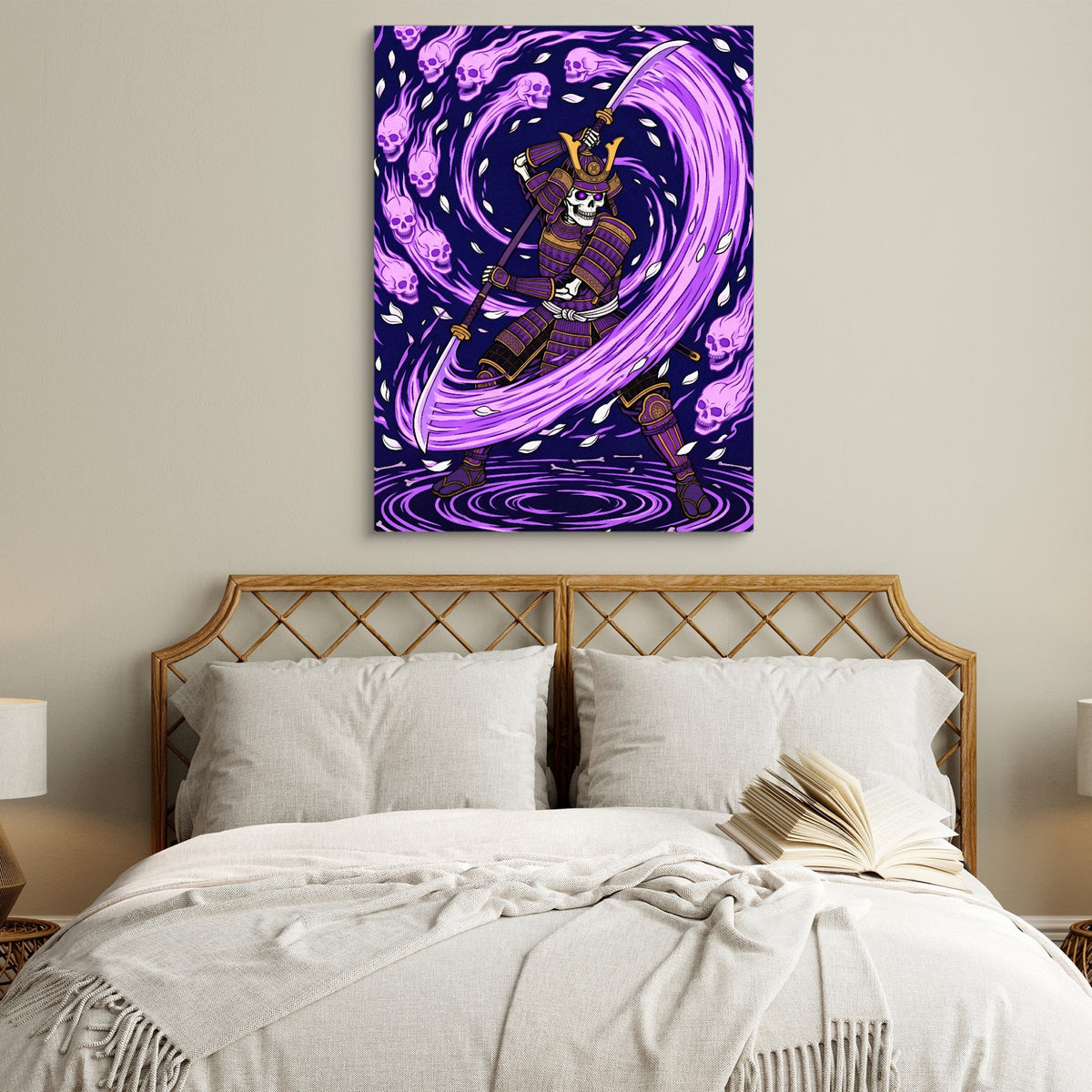 Skeleton Samurai Ascension — skeleton samurai ascension sq white bedroom 1port flush print