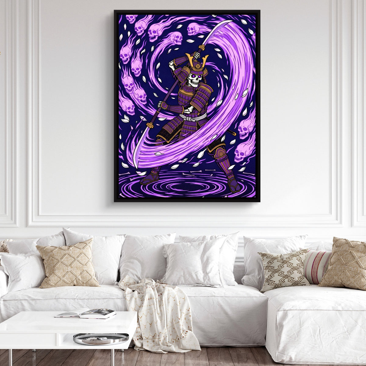 Skeleton Samurai Ascension — skeleton samurai ascension sq white couch and wall 1port framed black