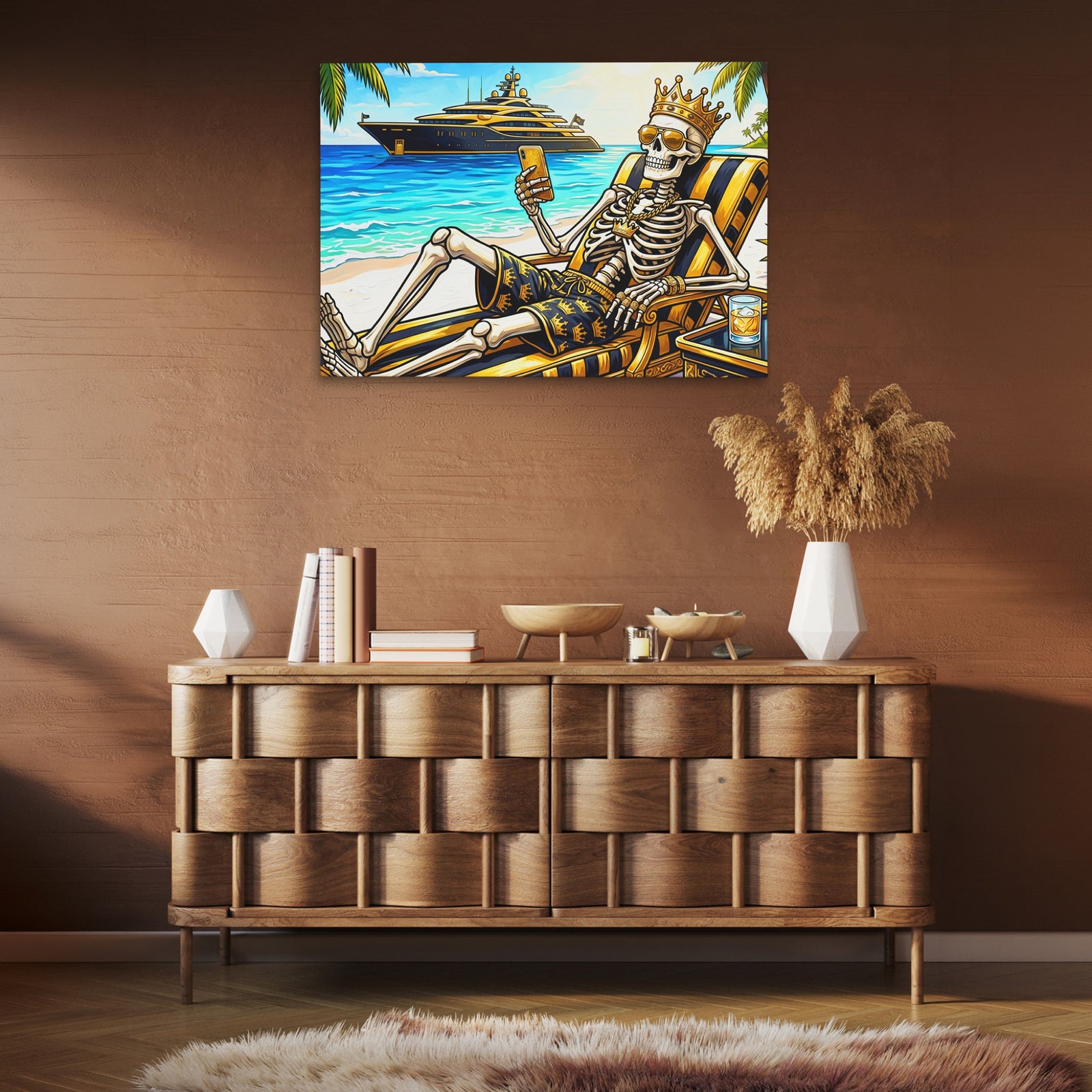 Skeleton Tropical Paradise canvas wall art