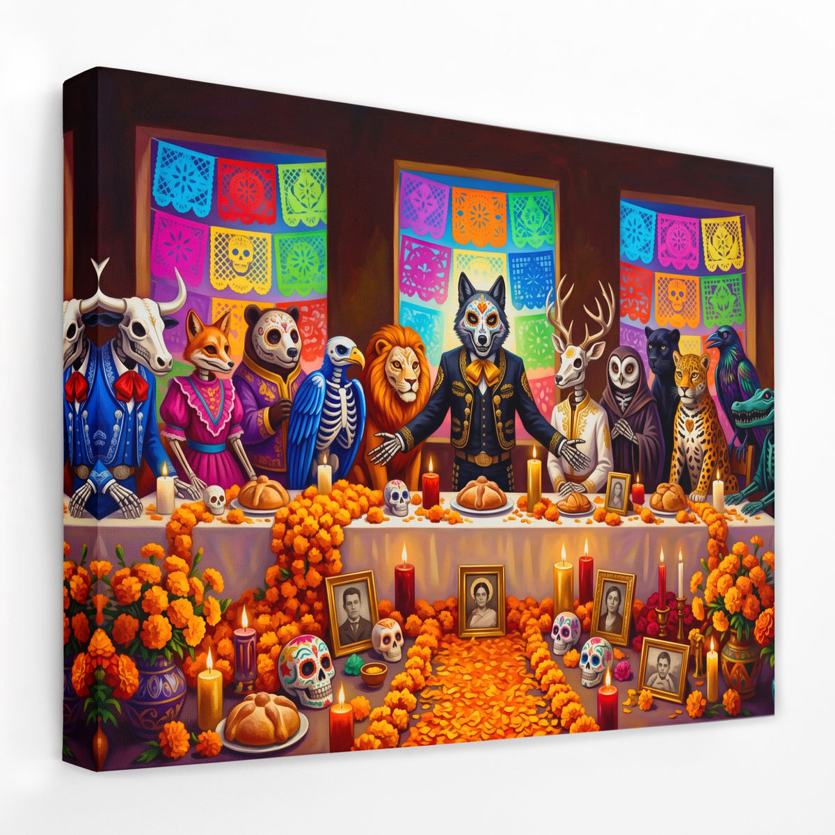 Skeletons Festive Gathering — Skeletons Festive Gathering Landscape   Side View   Mirror Wrap 98