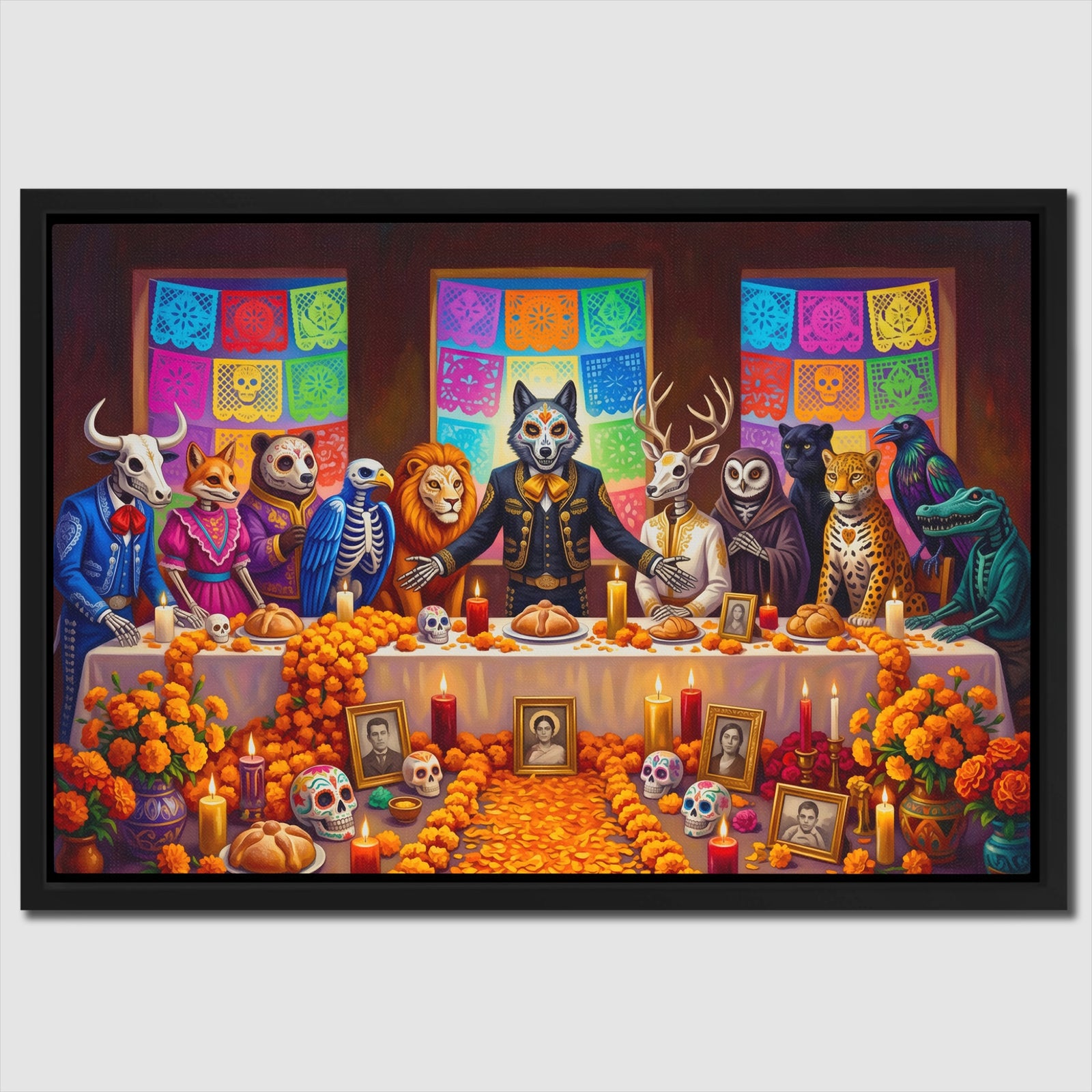 Skeletons Festive Gathering canvas wall art
