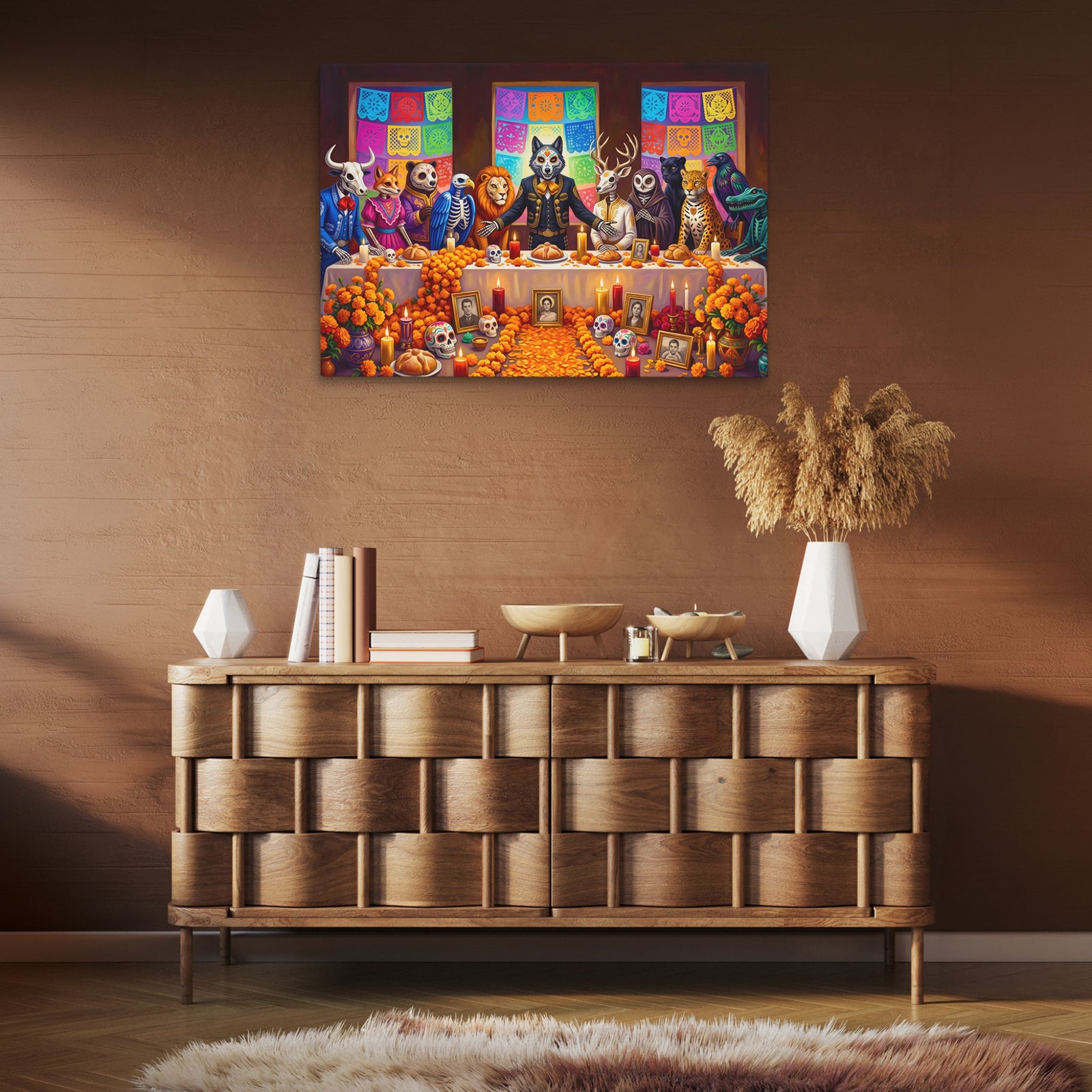 Skeletons Festive Gathering canvas wall art