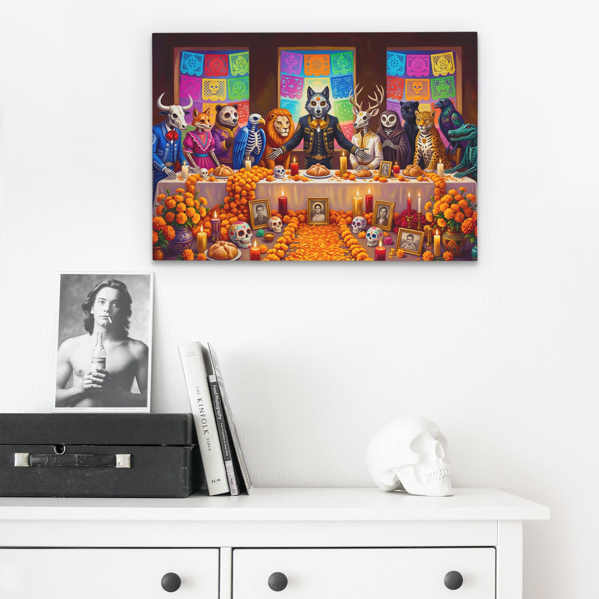 Skeletons Festive Gathering — Skeletons Festive Gathering Skull Desk 224