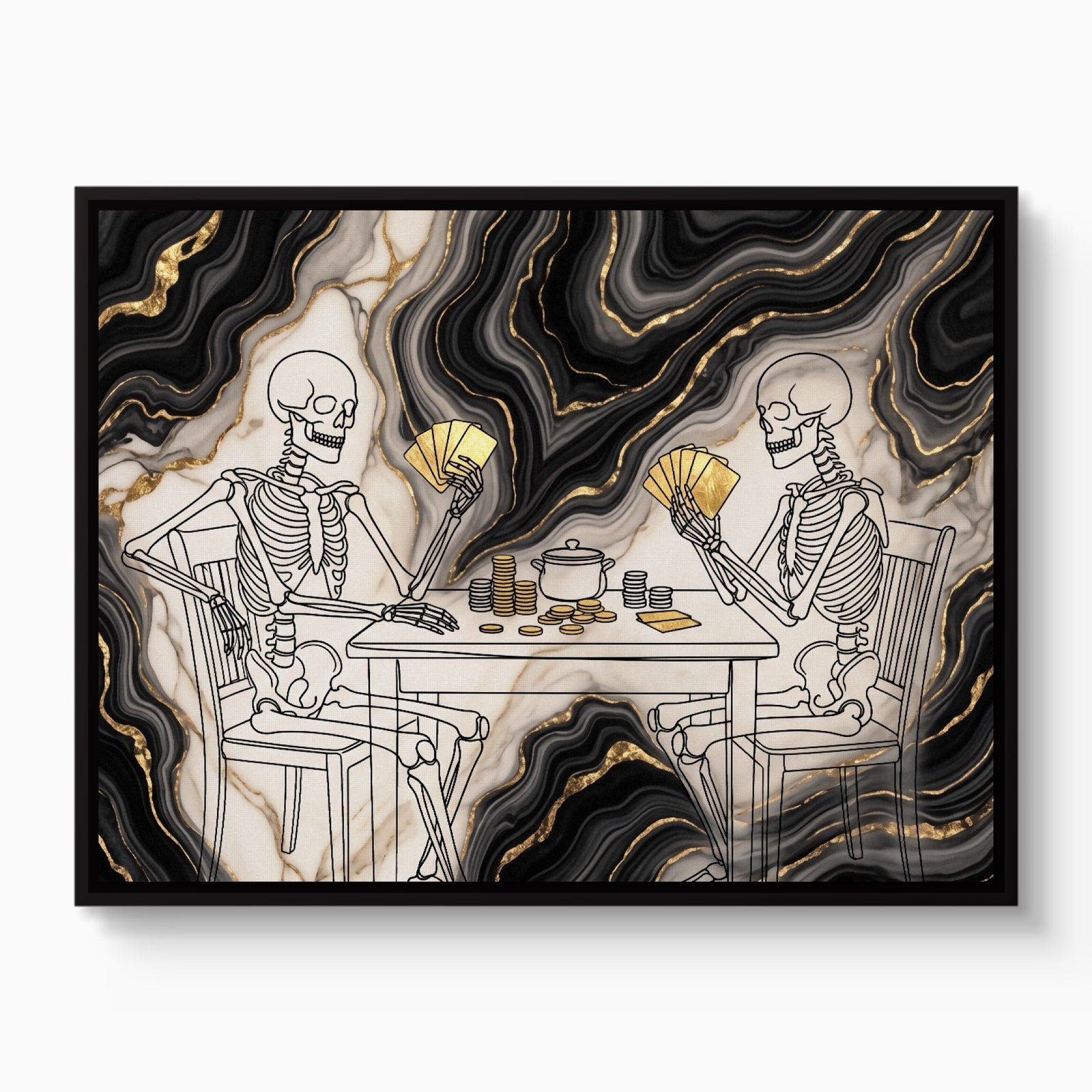 Skeletons Golden Game — skeletons golden game white studio framed black