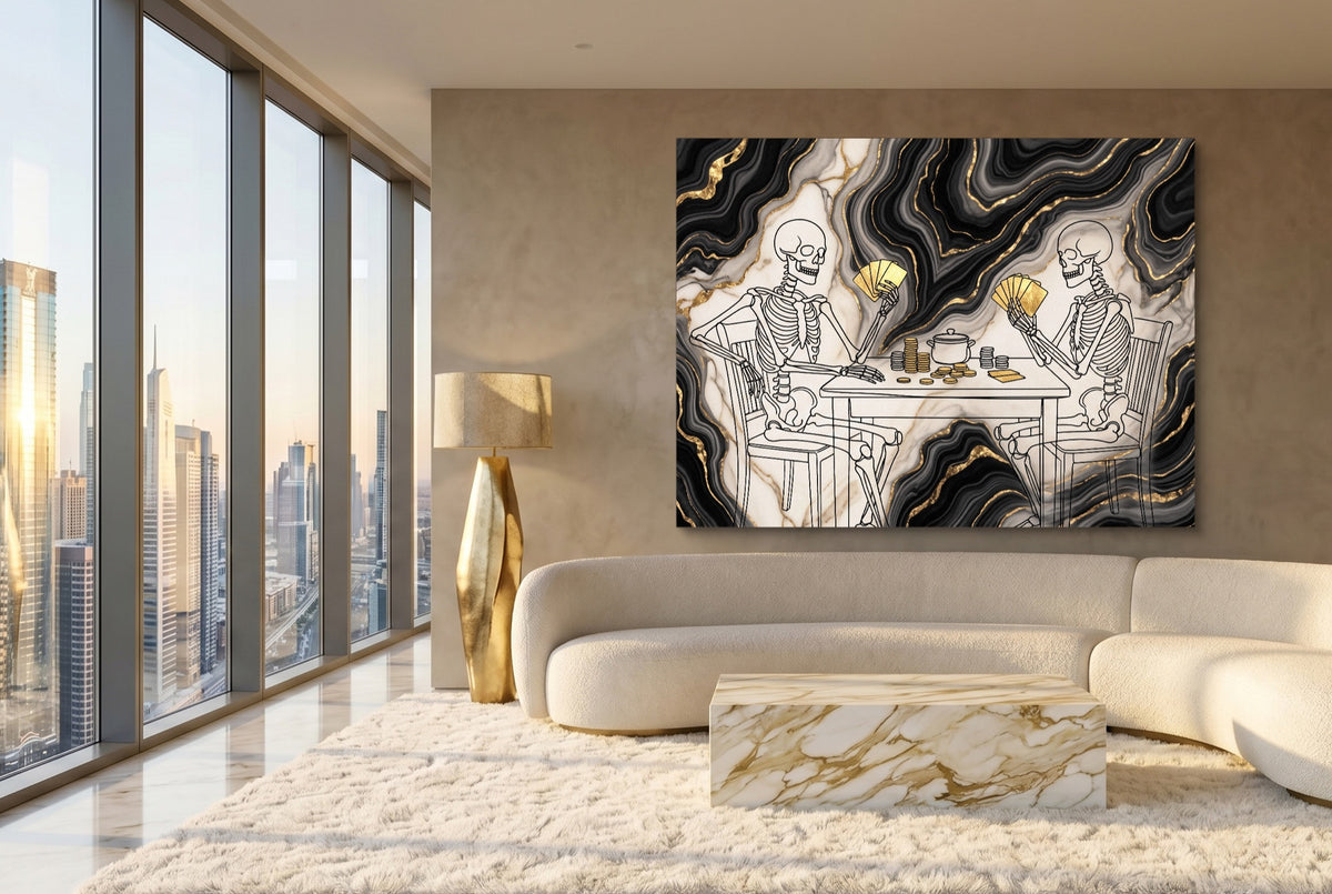 Skeletons Golden Game — skeletons golden game modern living room interior 3 1land flush print
