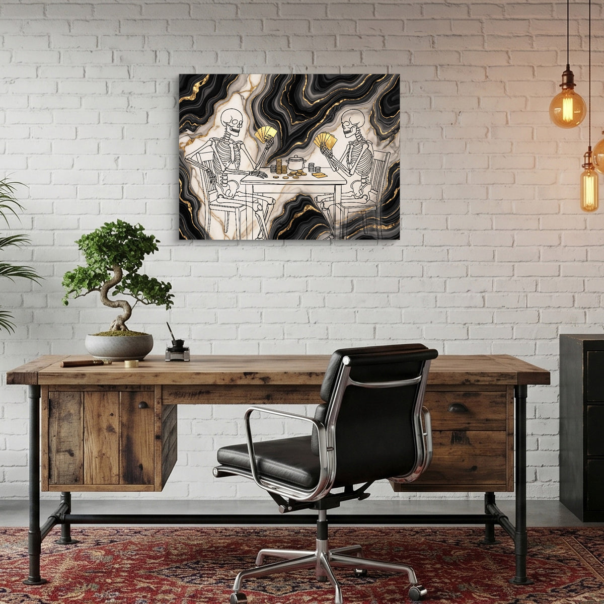 Skeletons Golden Game — skeletons golden game sq bonsai office 1land flush print