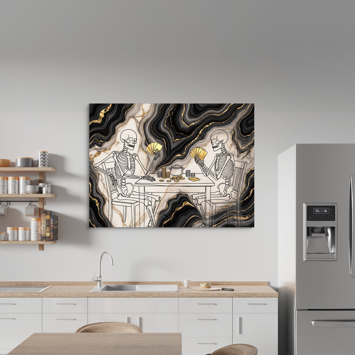 Skeletons Golden Game — skeletons golden game sq kitchen wall 1land flush print