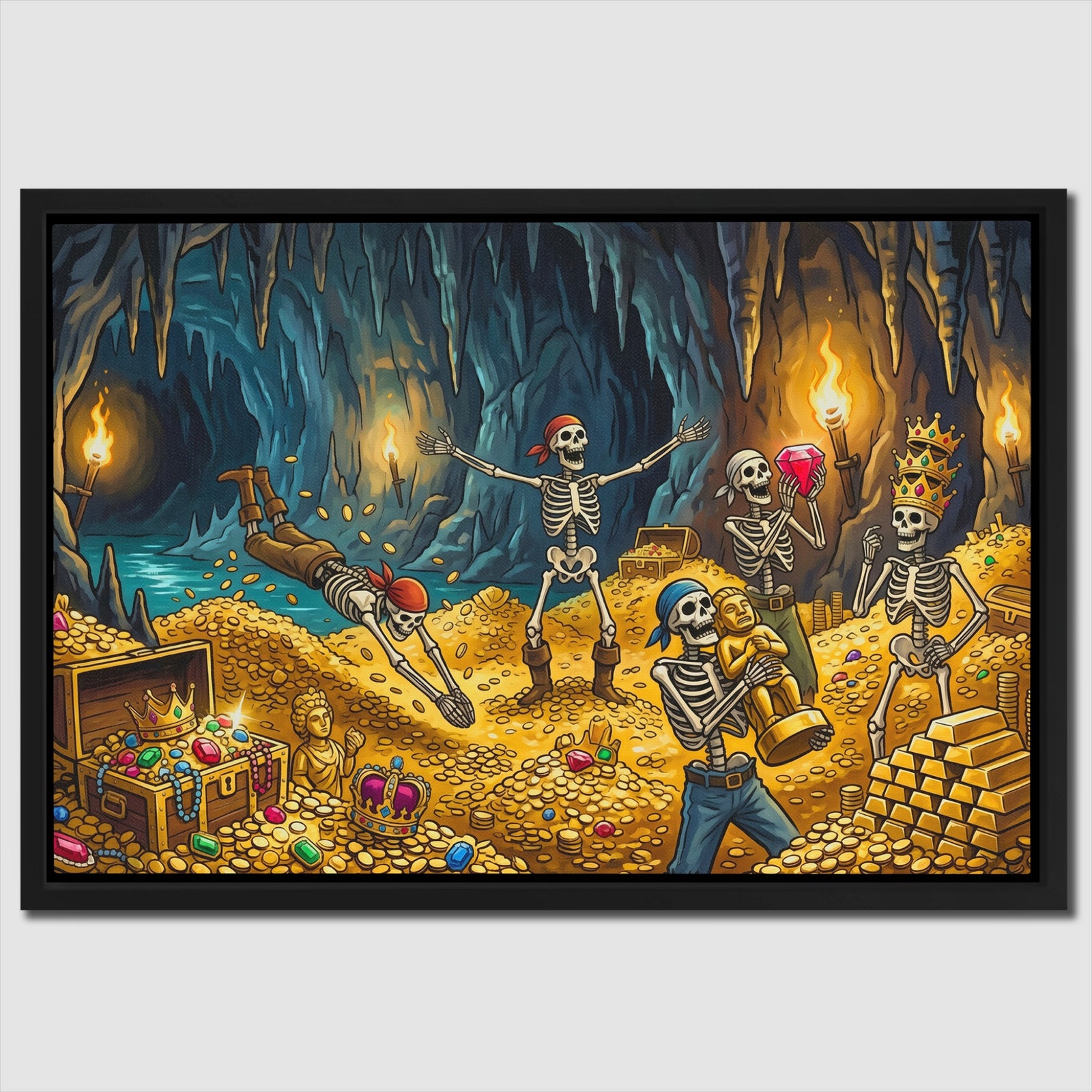 Skeletons Golden Treasure canvas wall art