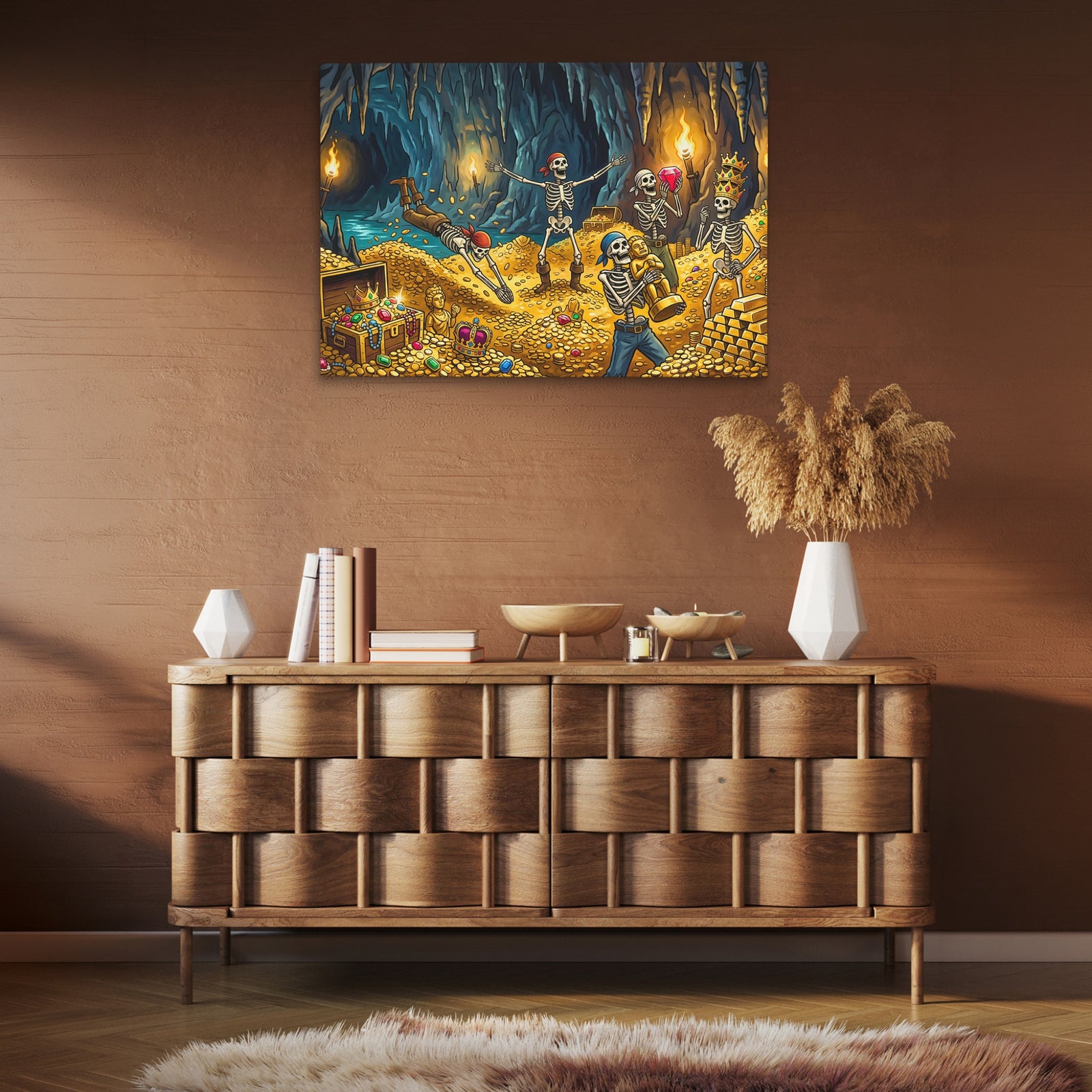 Skeletons Golden Treasure canvas wall art