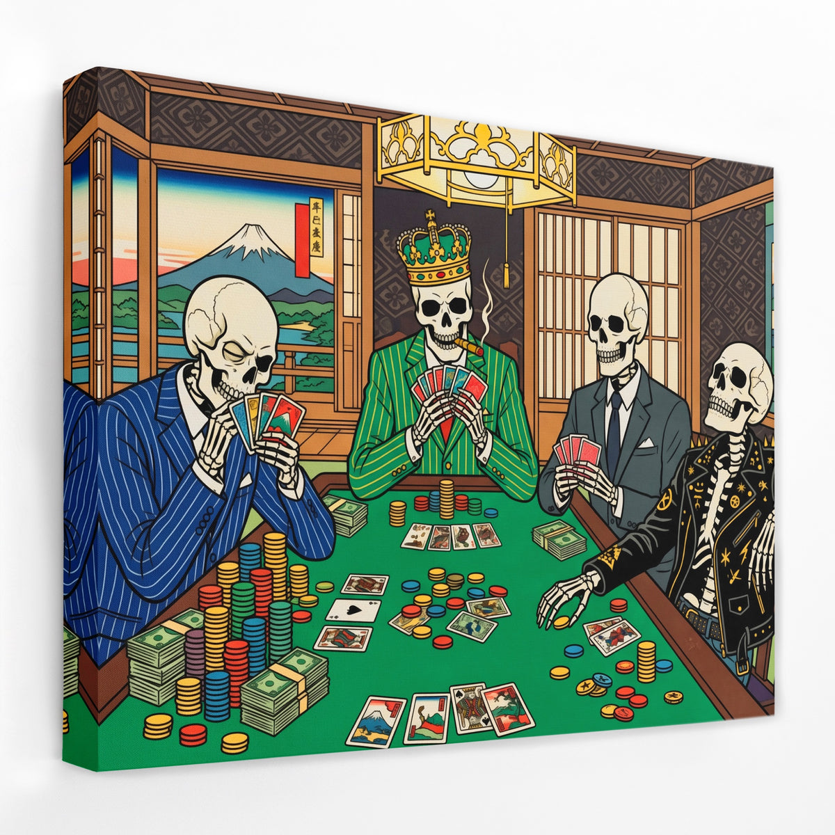 Skeletons Midnight Poker — Skeletons Midnight Poker Landscape   Side View   Mirror Wrap 100
