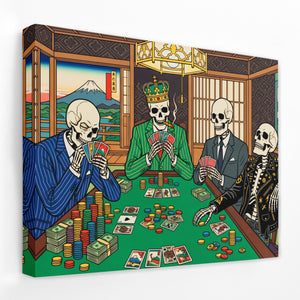 Skeletons Midnight Poker — Skeletons Midnight Poker Landscape   Side View   Mirror Wrap 100