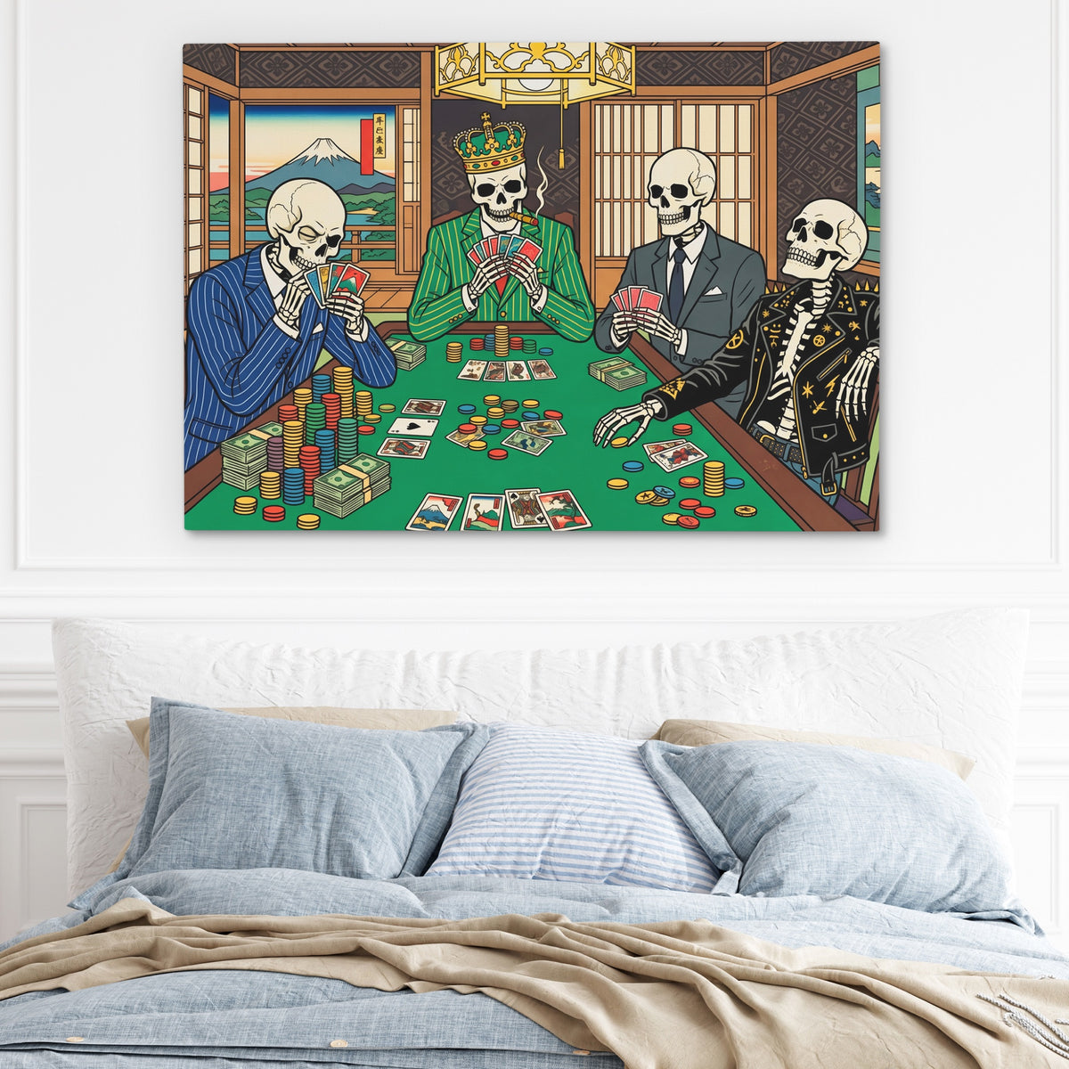 Skeletons Midnight Poker — Skeletons Midnight Poker Light Blue Bed 121