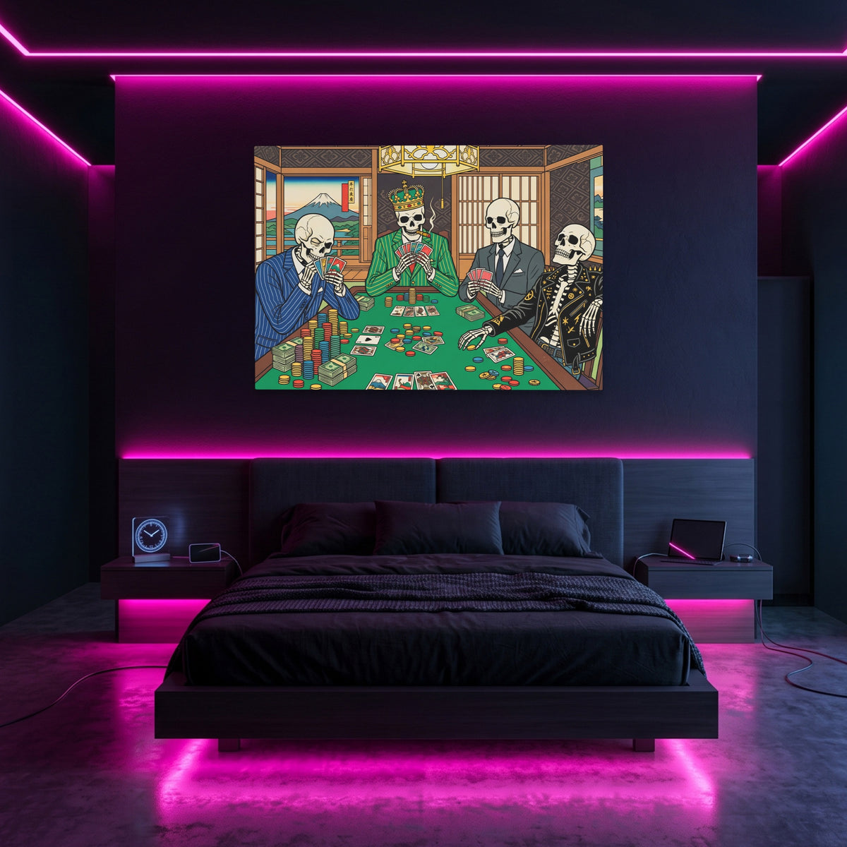 Skeletons Midnight Poker — Skeletons Midnight Poker Pink Neon Room Land 184