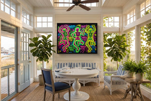 Skeletons Neon Dance — skeletons neon dance sunroom with furniture 1land framed black