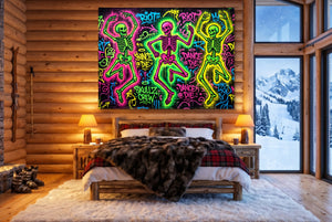 Skeletons Neon Dance — skeletons neon dance bedroom with fireplace 1land flush print