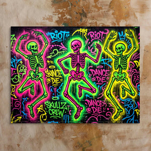 Skeletons Neon Dance — skeletons neon dance sq bed 1 clay beige 1land flush print