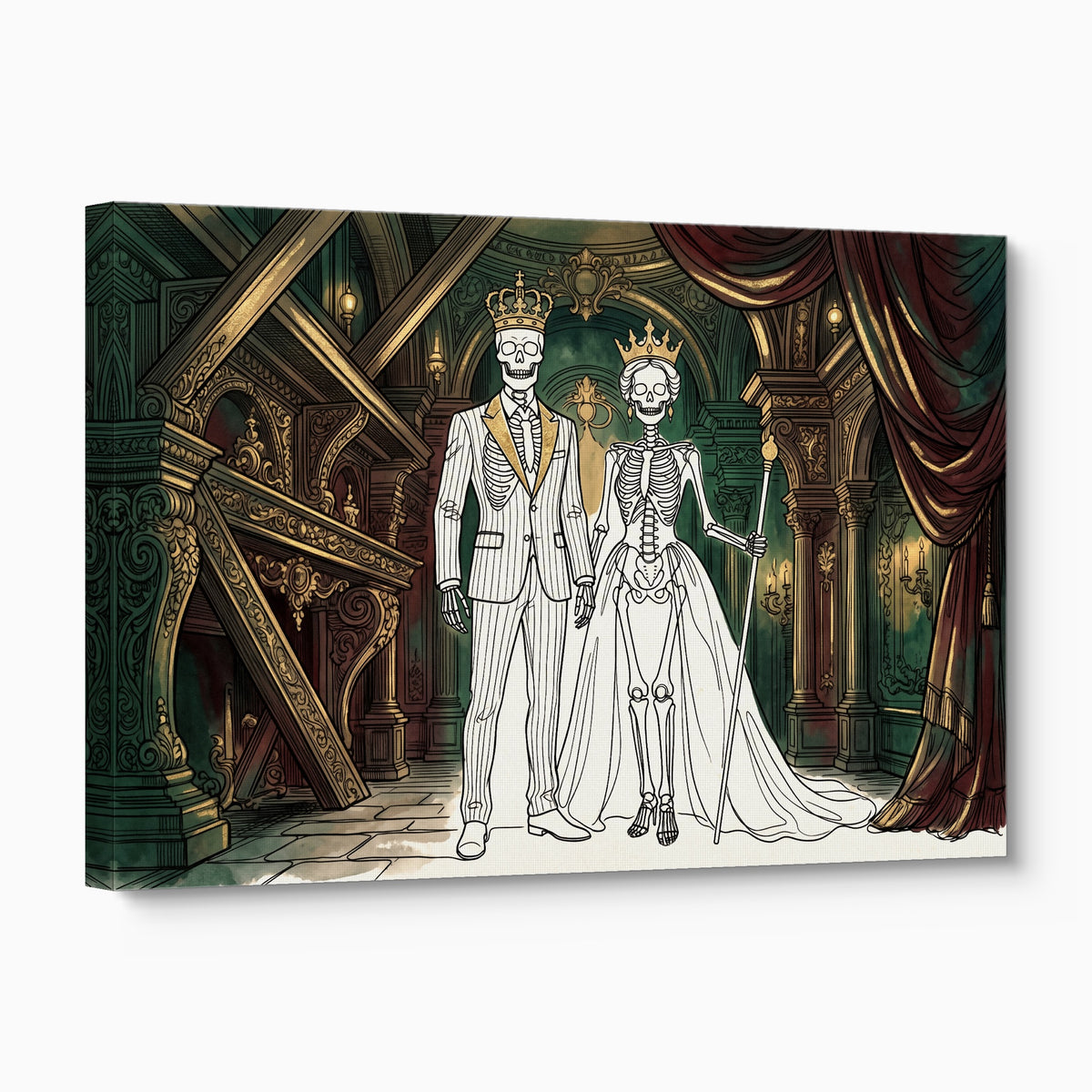 Skeletons Royal Couple — skeletons royal couple angled flush print