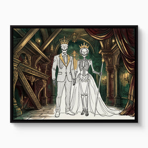 Skeletons Royal Couple — skeletons royal couple white studio framed black