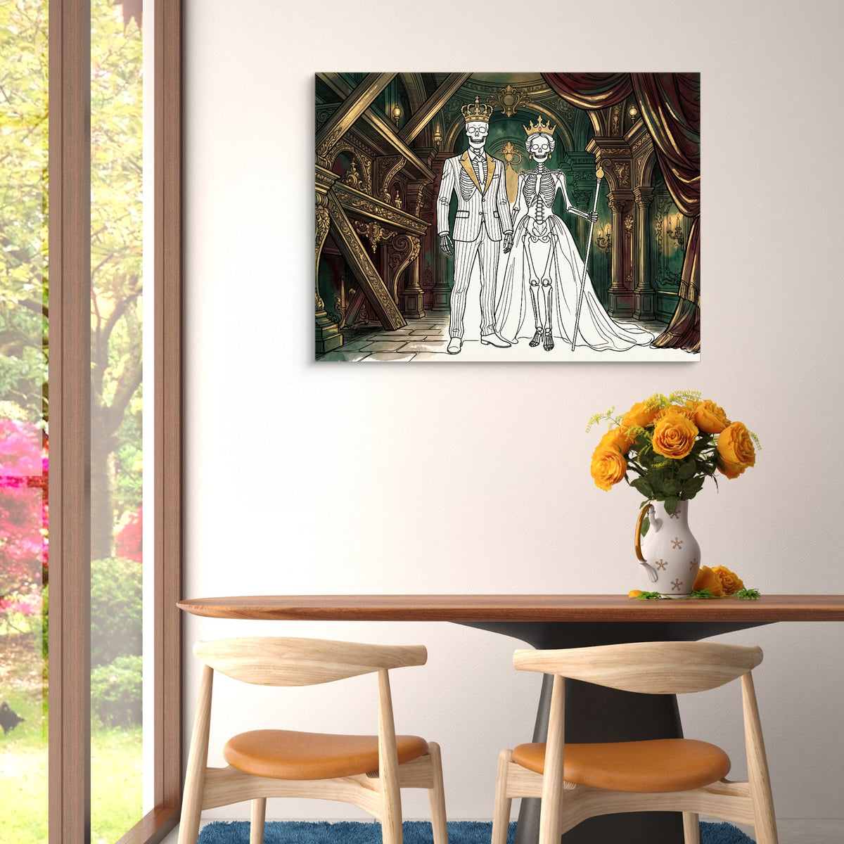 Skeletons Royal Couple — skeletons royal couple sq floral dining room 1land flush print