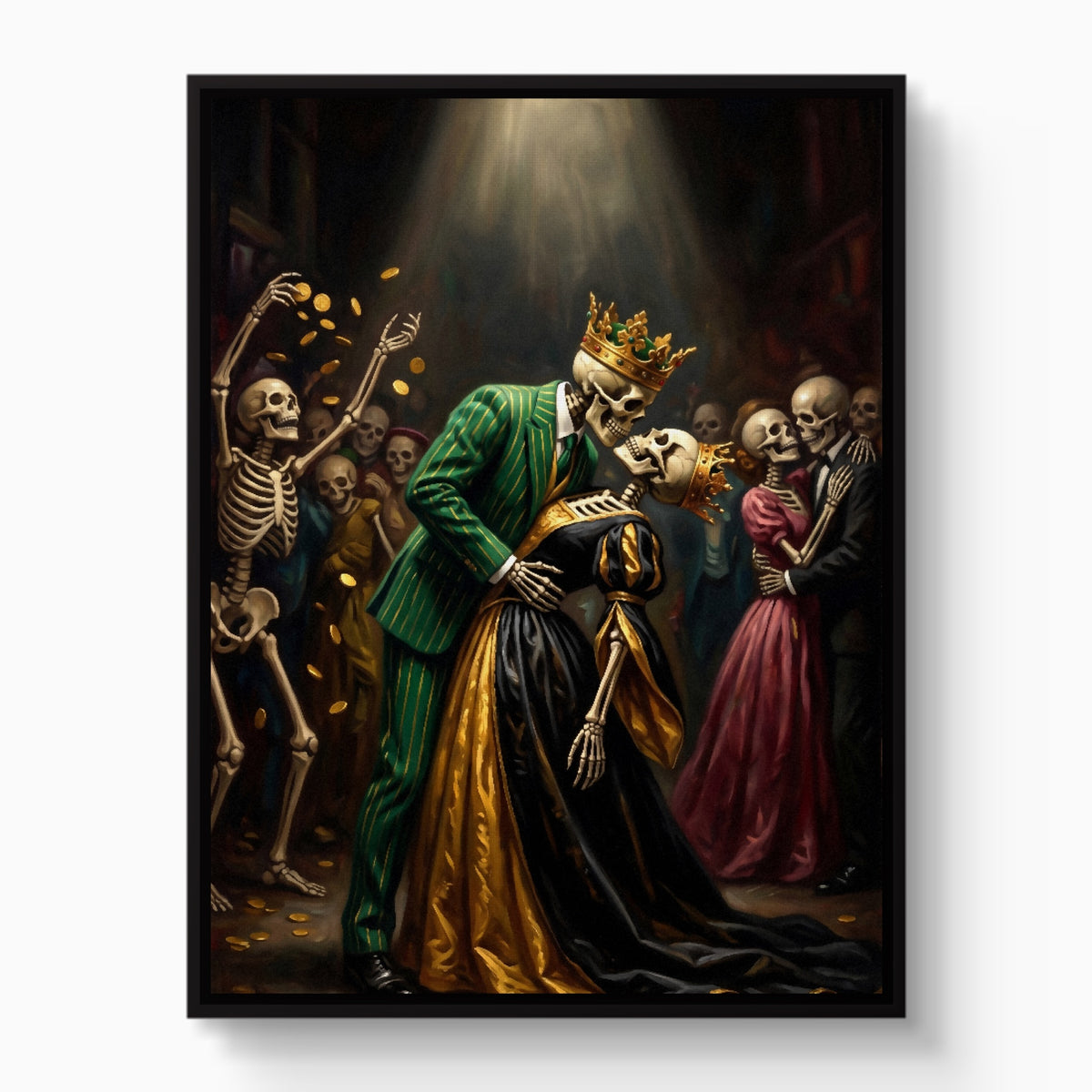 Skeletons' Royal Kiss — skeletons' royal kiss white studio framed black