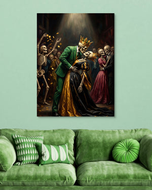 Skeletons' Royal Kiss — skeletons' royal kiss psd light green couch 1port flush print
