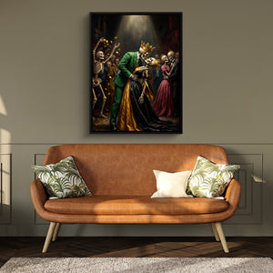 Skeletons' Royal Kiss — skeletons' royal kiss sq hallway bench green 1port framed black
