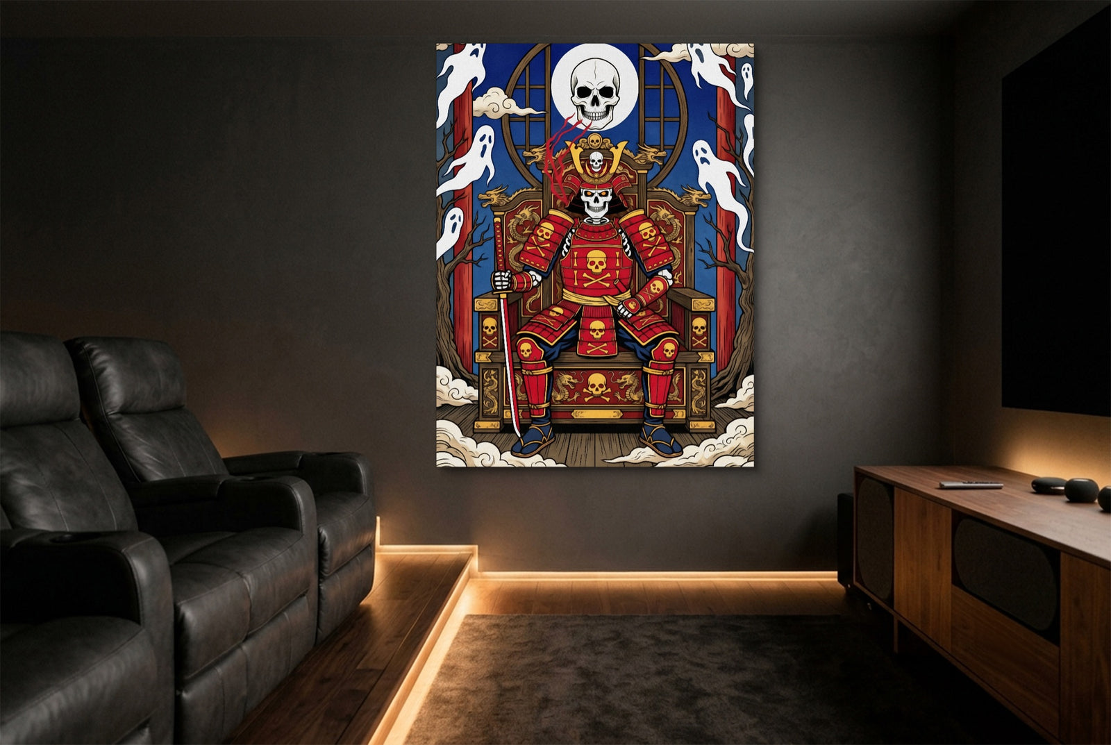 Skull King Throne — skull king throne white studio framed black