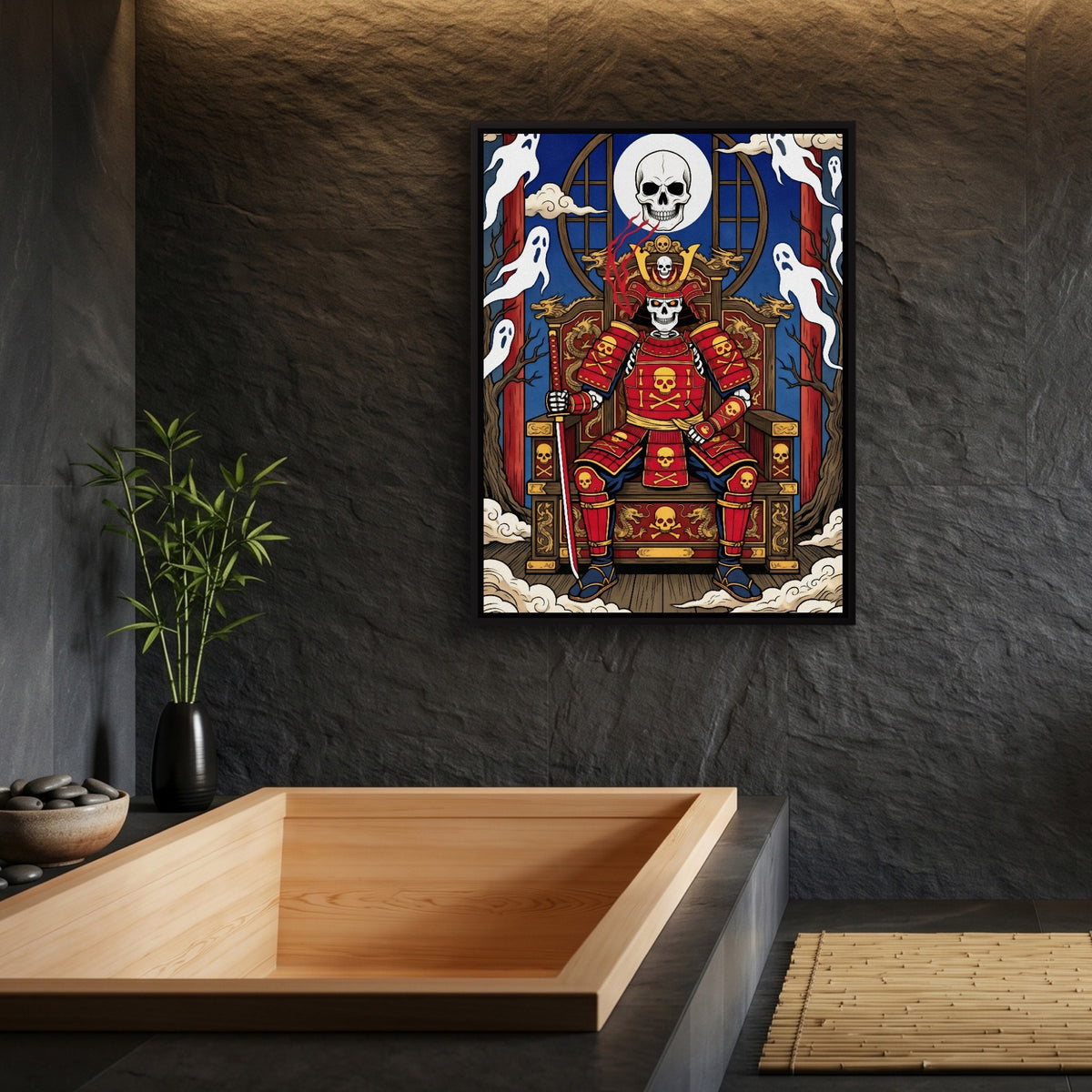 Skull King Throne — skull king throne sq bamboo bathroom 1port framed black