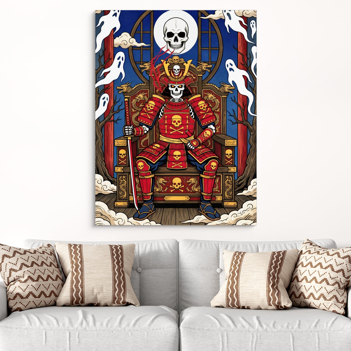 Skull King Throne — skull king throne sq white groovy couch close 1port flush print