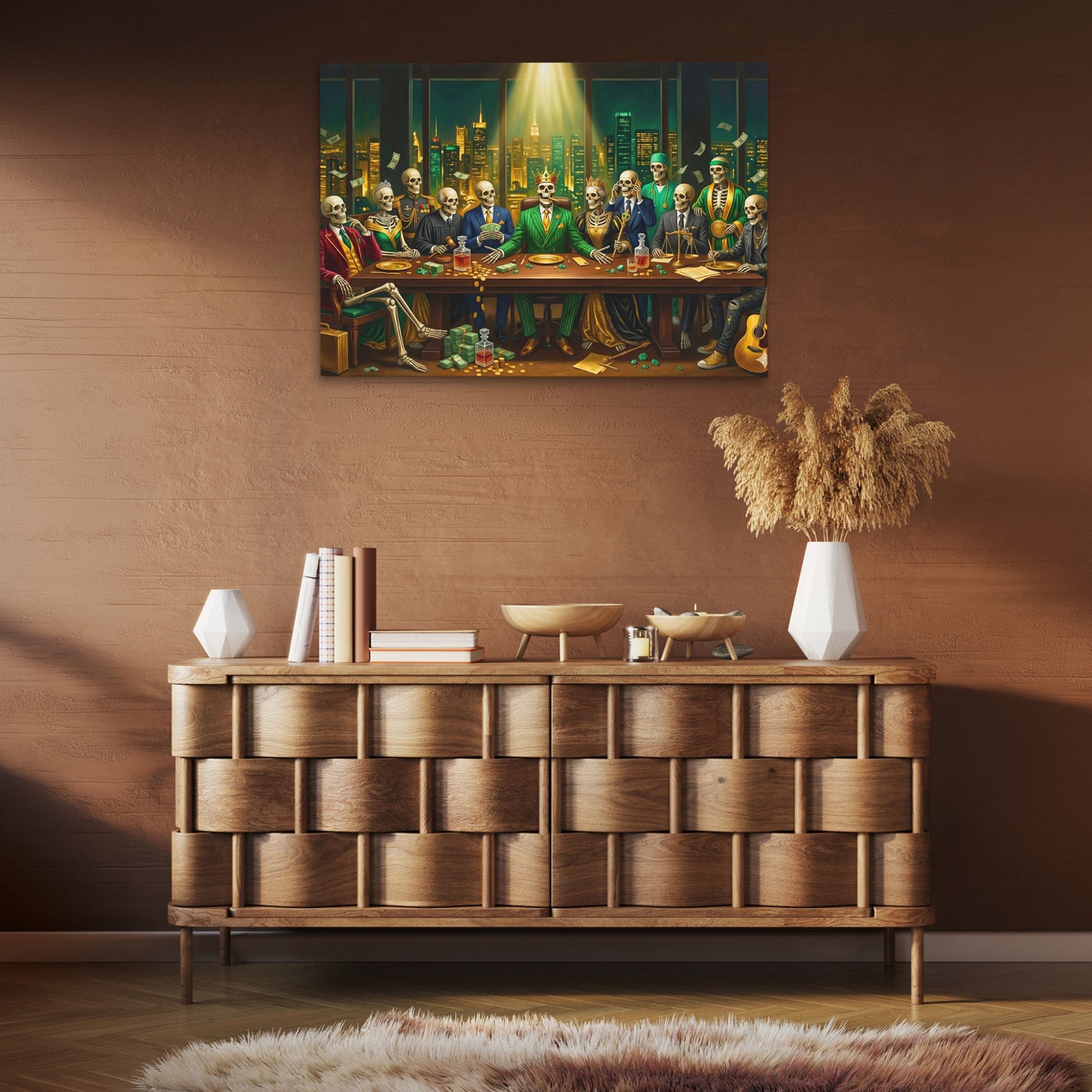Skull Last Supper canvas wall art