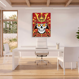 Skull Samurai Crimson — skull samurai crimson sq beach house office 1port flush print