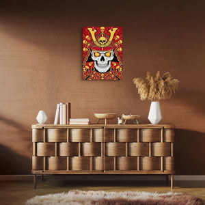 Skull Samurai Crimson — skull samurai crimson sq brown room clean 1port flush print