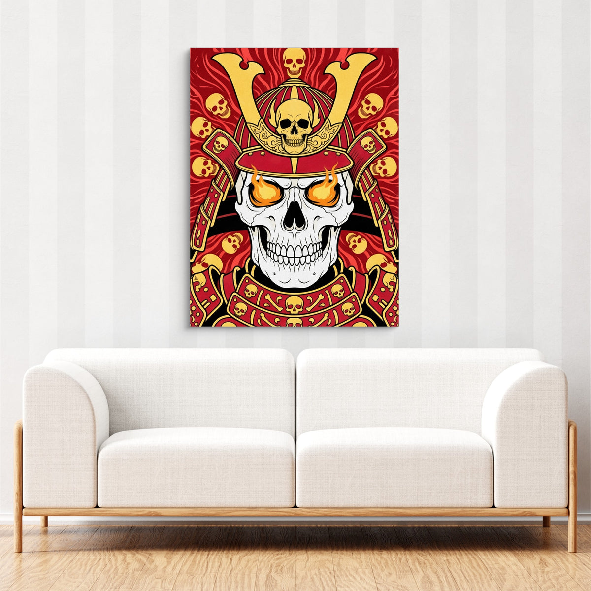 Skull Samurai Crimson — skull samurai crimson sq cute couch cbrown couch 1port flush print