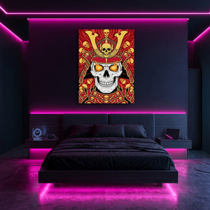 Skull Samurai Crimson — skull samurai crimson sq pink neon room 1port flush print