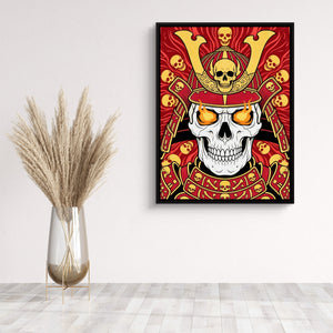 Skull Samurai Crimson — skull samurai crimson sq wall plant 1port framed black
