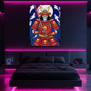 Skull Samurai Midnight — skull samurai midnight sq pink neon room portv2 1port flush print