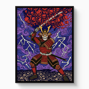 Skull Samurai Thunder — skull samurai thunder white studio framed black