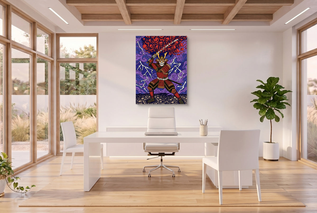 Skull Samurai Thunder — skull samurai thunder office space with desk 3 1port flush print