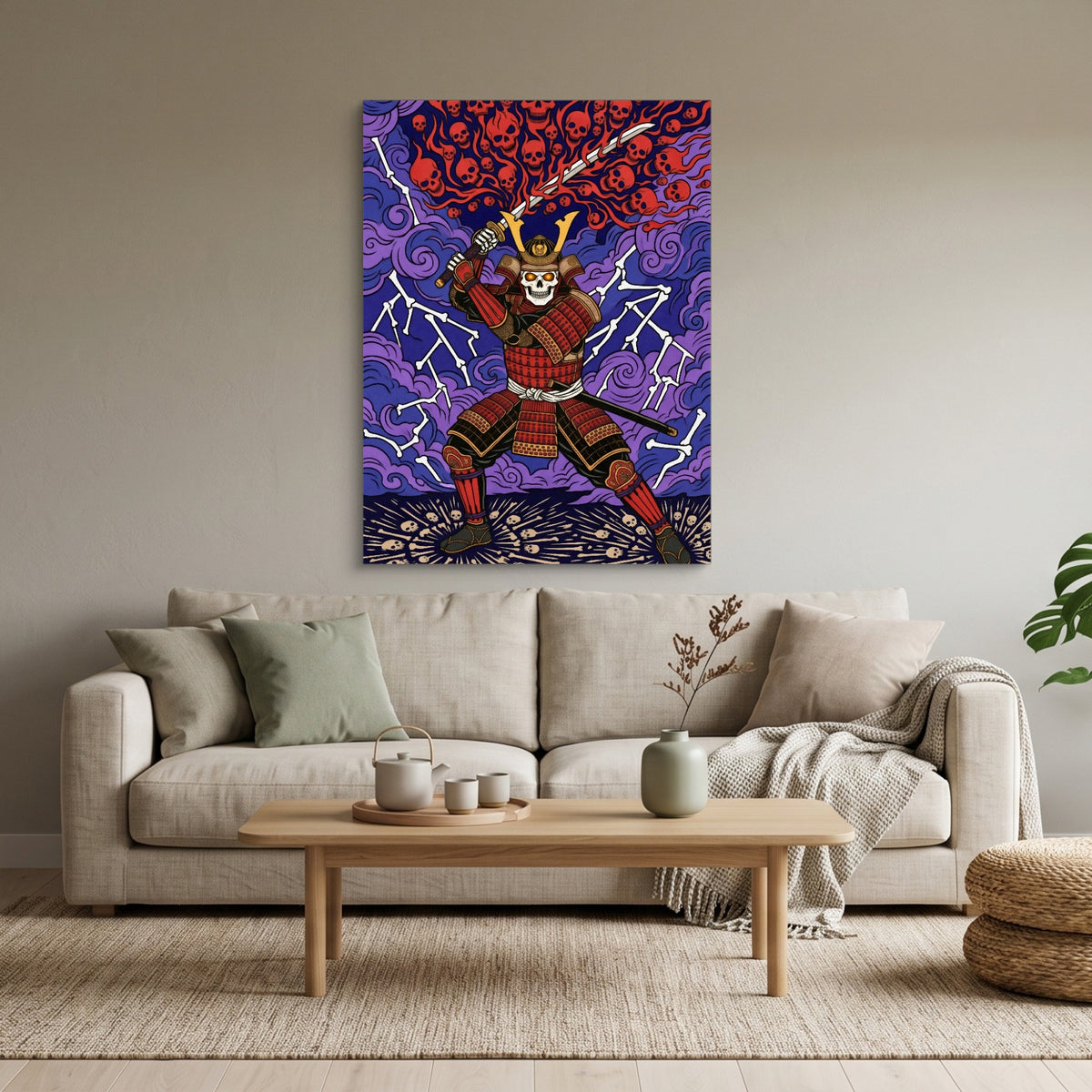 Skull Samurai Thunder — skull samurai thunder sq calm vibes 1port flush print