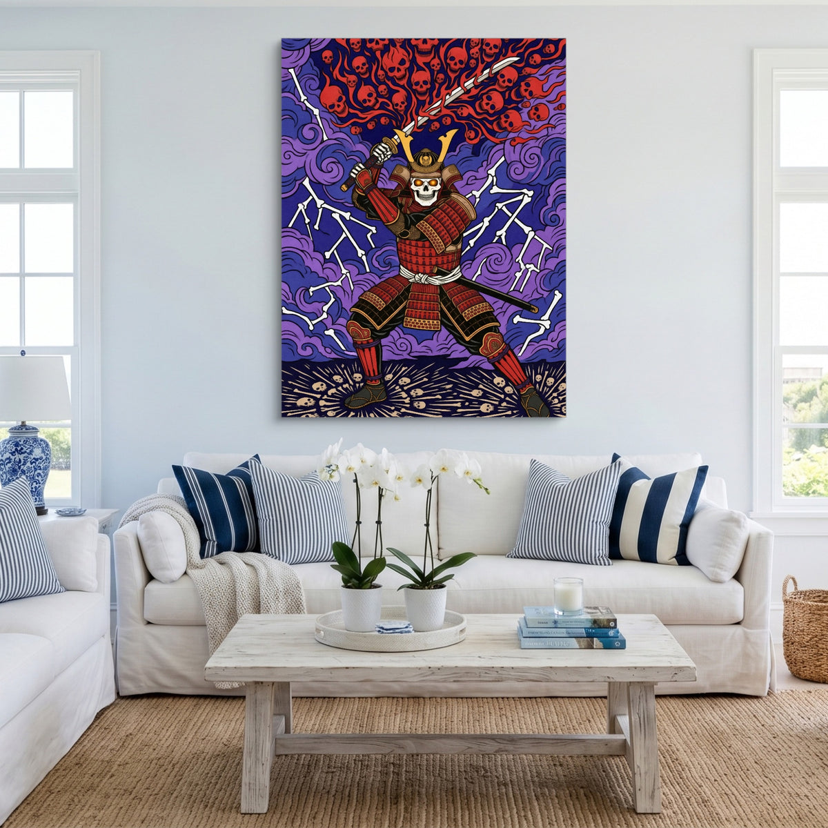 Skull Samurai Thunder — skull samurai thunder sq cute livingroom 1port flush print