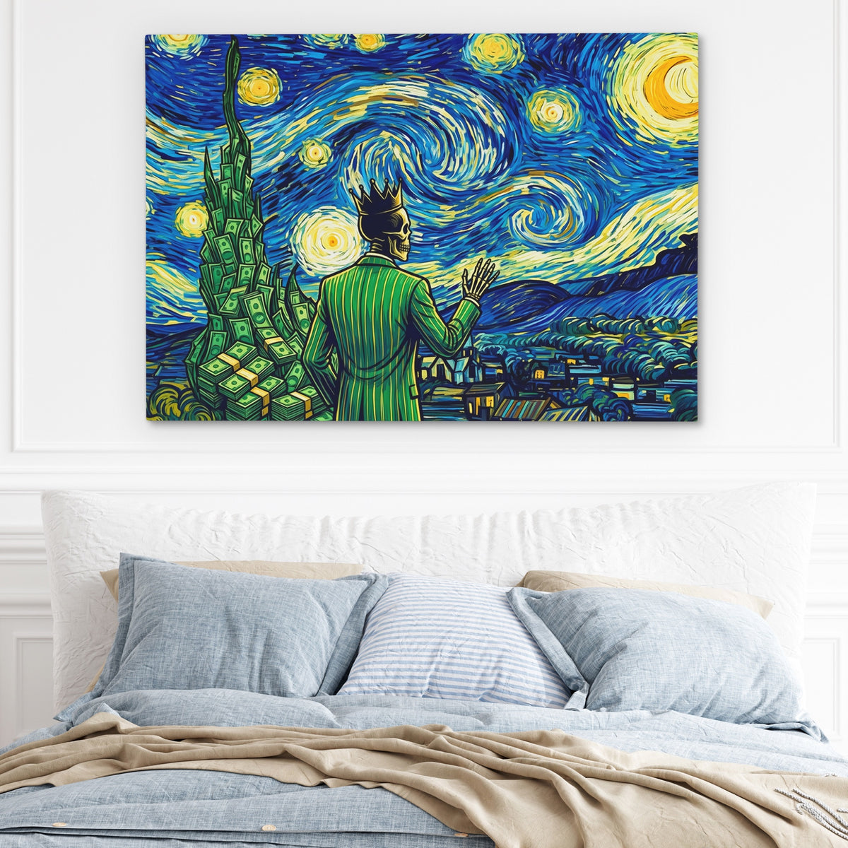 Skull Swirling Cosmos — Skull Swirling Cosmos Light Blue Bed 125