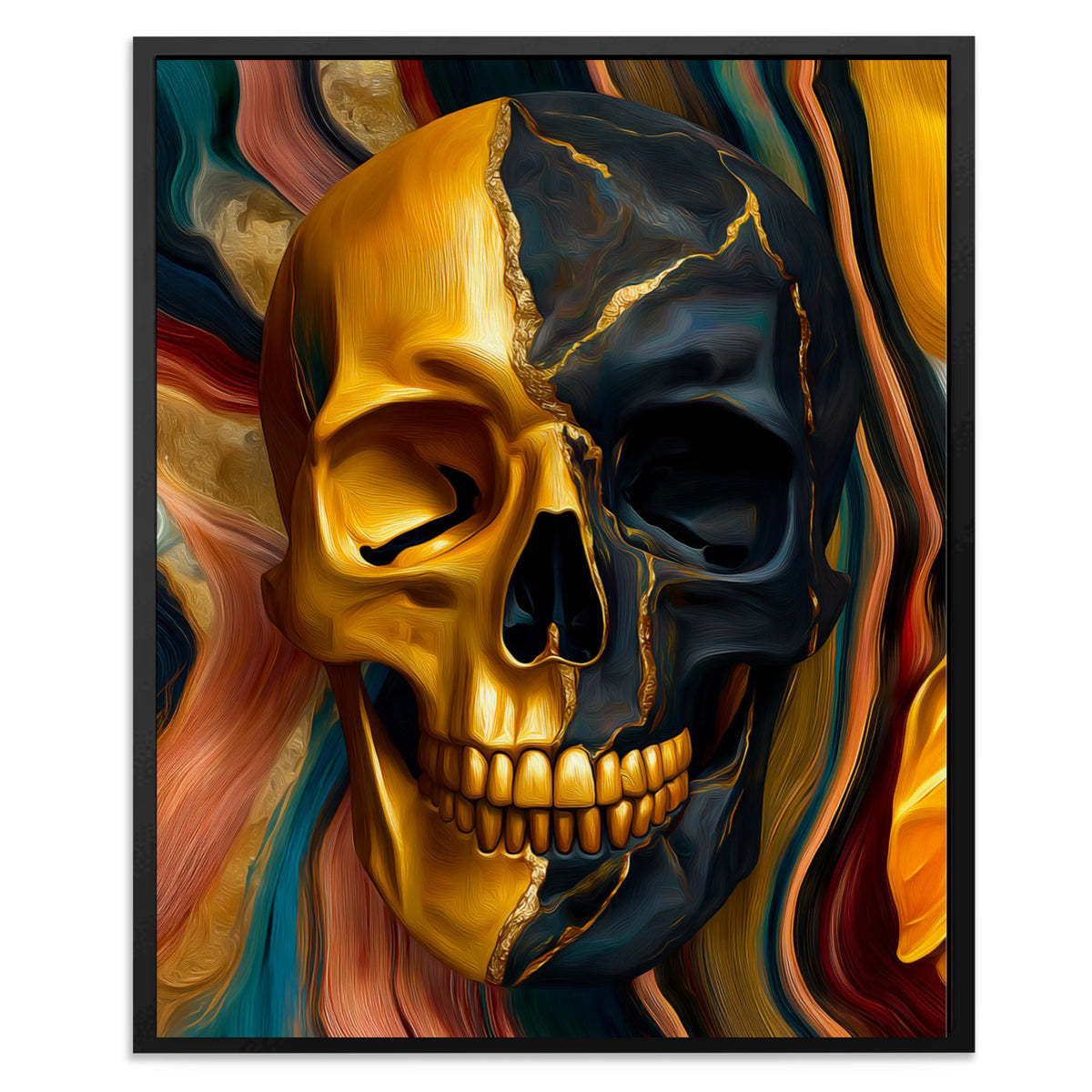 Skulls Golden Shadow - Luxury Wall Art