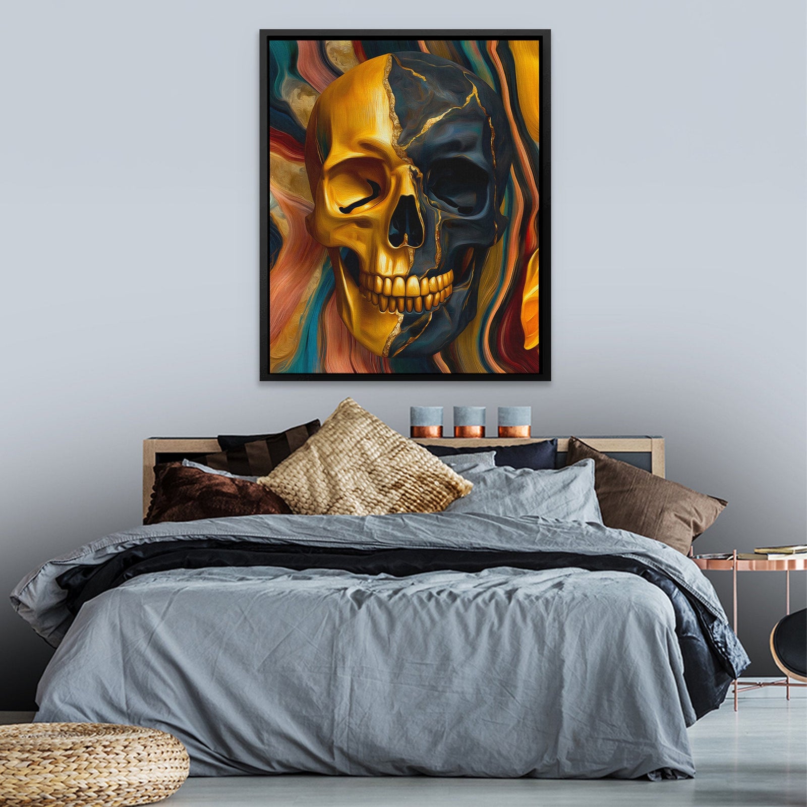 Skulls Golden Shadow - Luxury Wall Art