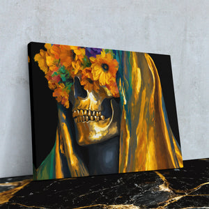 Skulls Marigold Crown - Luxury Wall Art