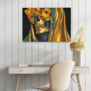 Skulls Marigold Crown - Luxury Wall Art