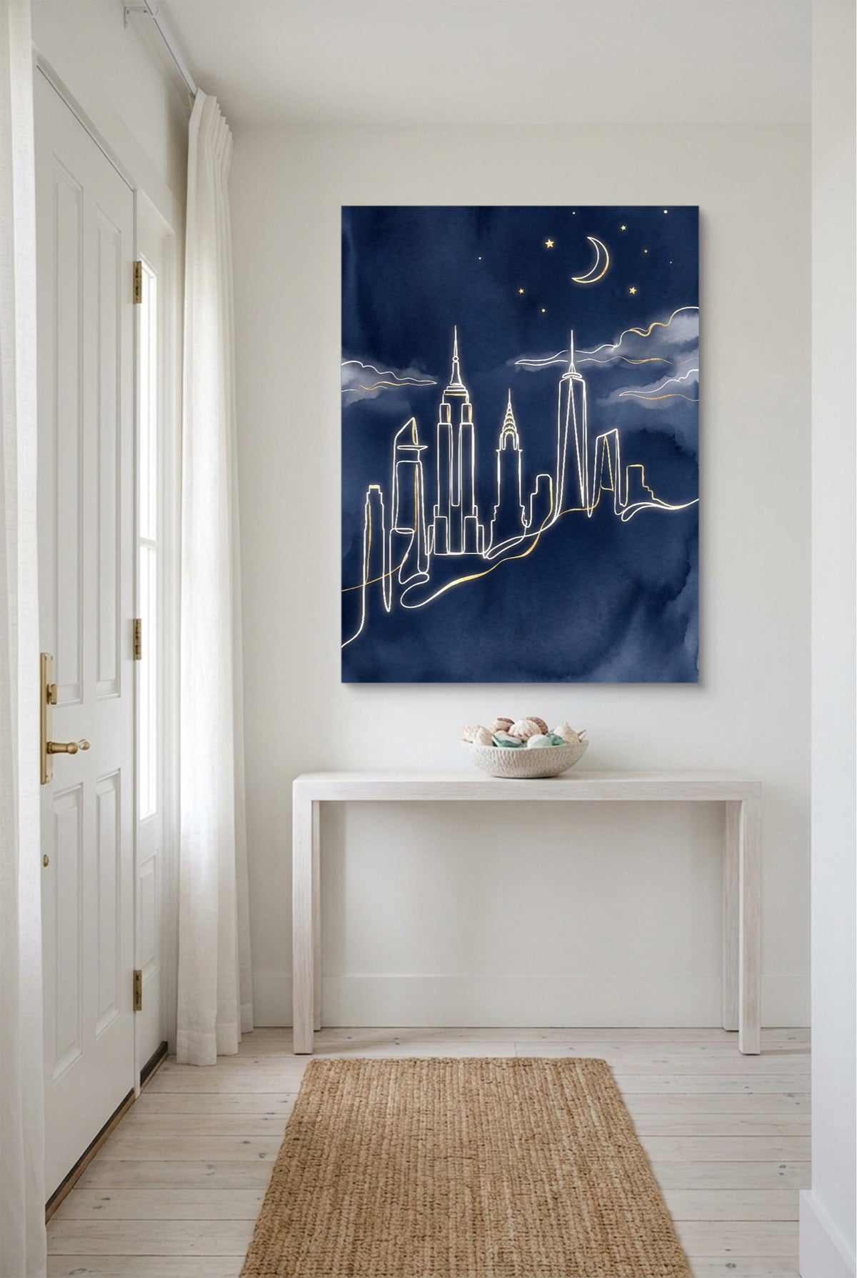 Skyline Golden Night — skyline golden night p small room with table 1port flush print