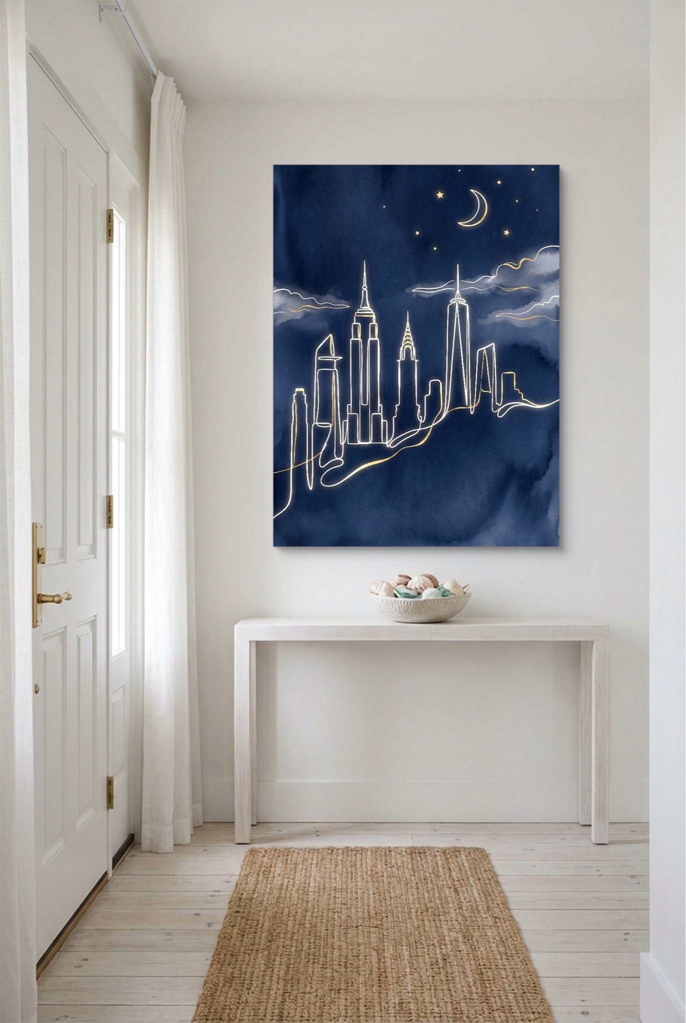 Skyline Golden Night — skyline golden night white studio framed black